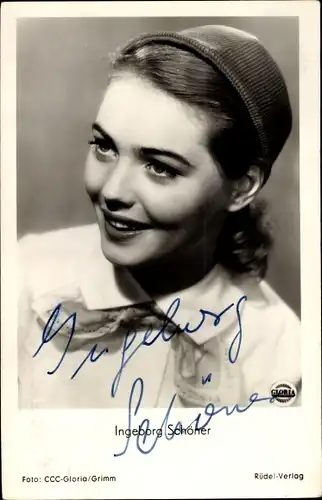 Ak Schauspielerin Ingeborg Schöner, Portrait, CCC Gloria Grimm, Autogramm