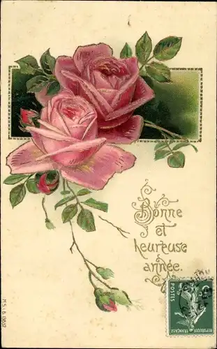Präge Ak Glückwunsch Neujahr, Rosen