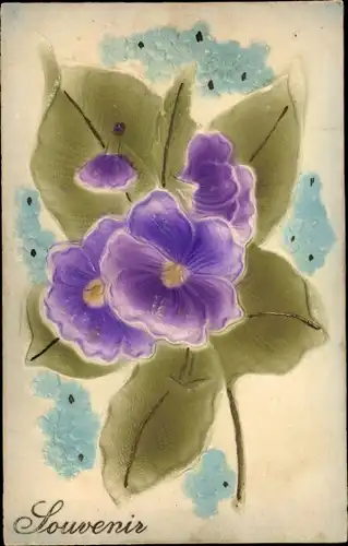 Präge Ak Souvenir, Blühende Blume, Kitsch