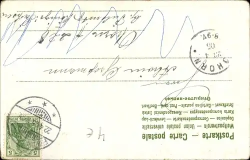 Litho Glückwunsch Ostern, Frau mit Korb, Ostereier, Weidenkätzchen