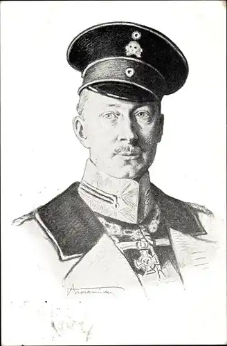 Künstler Ak Kronprinz Wilhelm von Preußen, Portrait, Totenkopfhusar