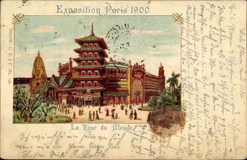 Litho Paris, La Tour du Monde, Exposition Paris 1900