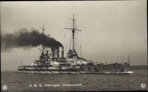 Ak Deutsches Kriegsschiff, SMS Thüringen, Linienschiff