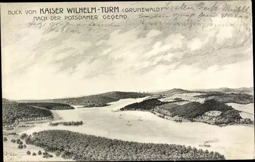 Künstler Ak Berbig, Berlin Wilmersdorf Grunewald, Blick vom Kaiser Wilhelm Turm