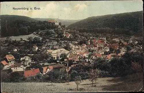 Ak Neuenbürg am Enz, Gesamtansicht der Ortschaft mit Umgebung