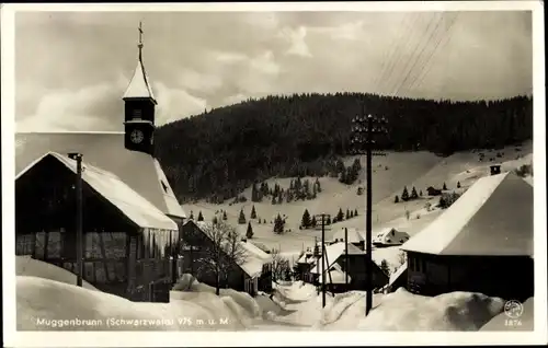 Ak Muggenbrunn Todtnau im Südschwarzwald, Wintermotiv, Ort, Kirche