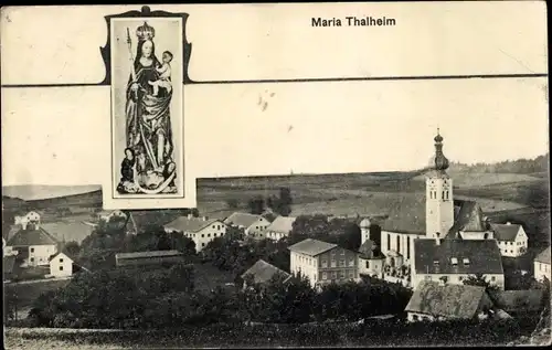 Ak Maria Thalheim Fraunberg Oberbayern, Teilansicht mit Kirche