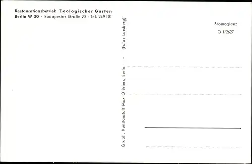 Ak Berlin Tiergarten, Partie im Gartenrestaurant im Zoologischen Garten, Budapester Straße 20