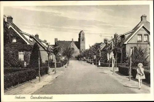 Ak Bedum Groningen Niederlande, Coenderstraat, Mädchen