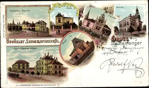 Litho Szombathely Steinamanger Ungarn, Villa Rauscher, Greisinger, laktanya