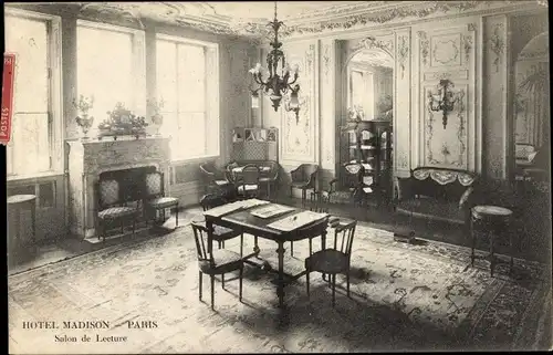 Ak Paris VI, Hotel Madison, Salon de Lecture