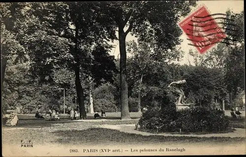 Ak Paris XVI Passy, Les pelouses du Ranelagh