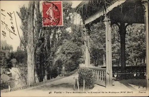 Ak Paris XIV Observatoire, Parc Montsouris, Le Kiosque de la Musique