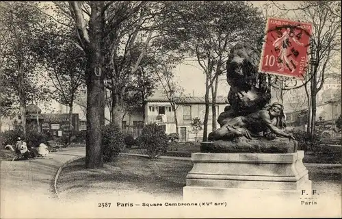 Ak Paris XV Vaugirard, Square Cambronne