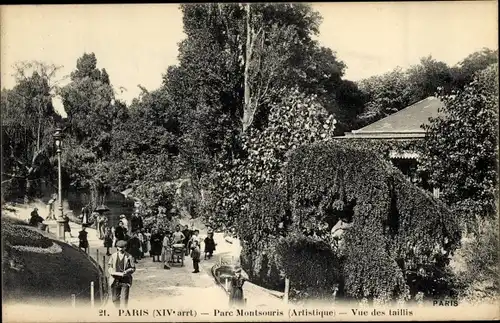 Ak Paris XIV Observatoire, Parc de Montsouris, Vue des taillis