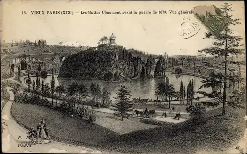 Ak Paris XIX, les Buttes Chaumont avant la guerre de 1870, vue generale
