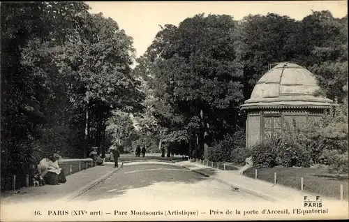 Ak Paris XIV Observatoire, Parc de Montsouris, Pres de la porte d'Arceuil, l'Equatorial