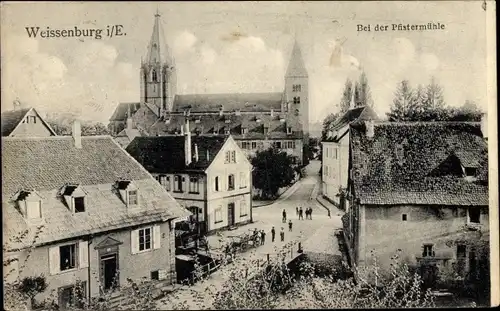 Ak Wissembourg Weißenburg Elsass Bas Rhin, Bei der Pfistermühle, Kirche