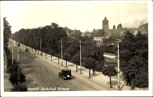 Ak Poznań Posen, Bahnhofstraße