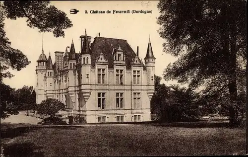 Ak Fournil Dordogne, vue générale du Château de l'Extérieur