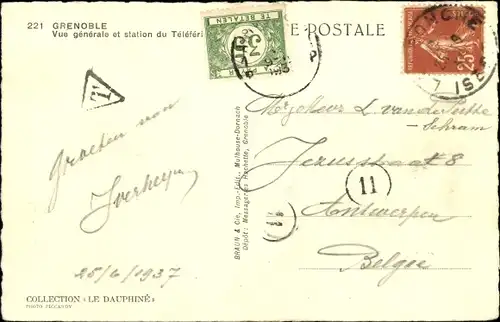 Ak Grenoble Isère, Vue generale et station du Telepherique