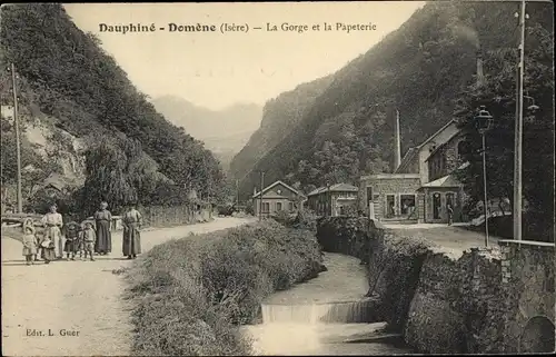 Ak Domène Isere, La Gorge et la Papeterie