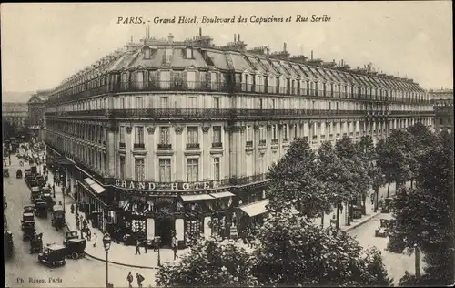 Ak Paris IX Boulevard de Capucines, Grand Hôtel, Rue Scribe