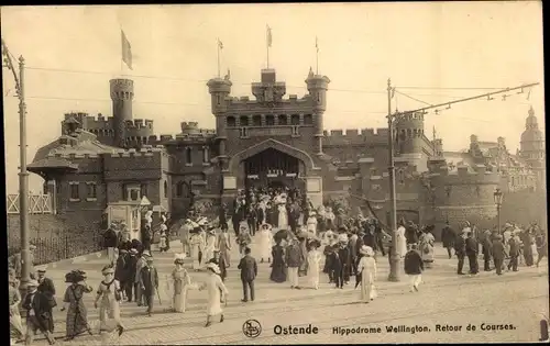 Ak Oostende Ostende Westflandern, Hippodrome Wellington, Retour de Courses