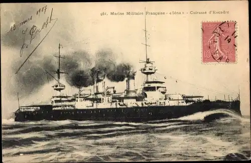 Ak Marine Militaire Francaise, Le Iéna, Cuirassé, Französisches Kriegsschiff