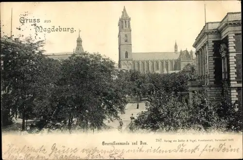 Ak Magdeburg an der Elbe, Generalkommando und Dom