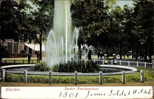 Ak Haarlem Nordholland Niederlande, Fontein Haarlemerhout