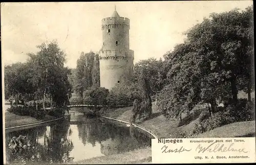 Ak Nijmegen Gelderland, Kronenburger park met Toren