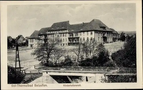 Ak Bad Salzuflen in Lippe, Sol-Thermalbad, Kinderheilanstalt, Brücke