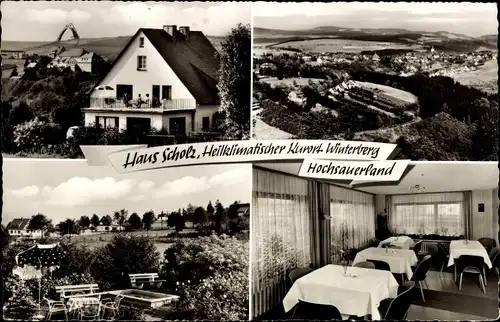 Ak Winterberg im Sauerland, Pension Haus Scholz, Innenansicht, Panorama, Außenansicht