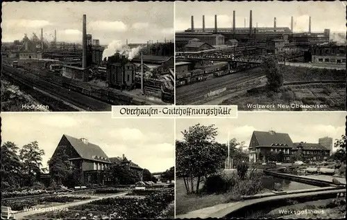 Ak Oberhausen im Ruhrgebiet, Gutehoffnungshütte, Hochöfen, Walzwerk Neu-Oberhausen