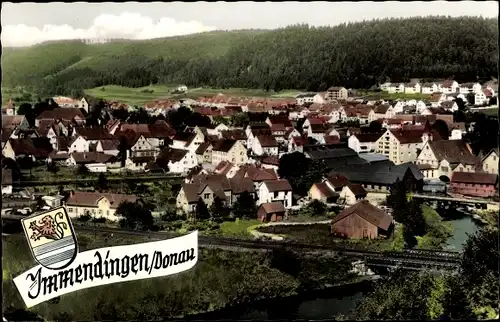 Ak Immendingen an der Donau Baden, Panorama, Eisenbahnschienen, Stadtwappen