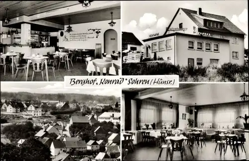 Ak Sohren im Hunsrück, Restaurant Berghof Konrad, Speiseraum, Außenansicht, Panorama Ort