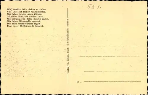 Ak Nassau an der Lahn, Panorama, Text Das preisgekrönte Lahnlied