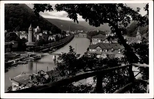 Ak Bad Ems an der Lahn, Blick auf das Kurviertel, Turm, Aussichtspunkt