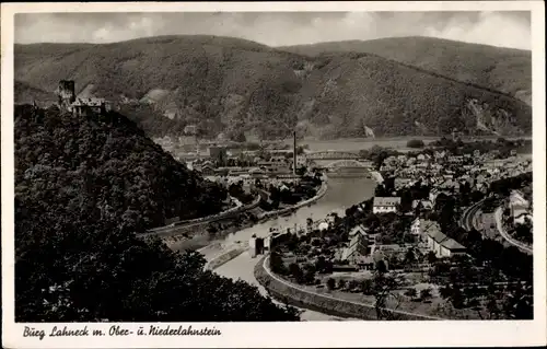 Ak Oberlahnstein Lahnstein am Rhein, Burg Lahneck, Niederlahnstein, Panorama