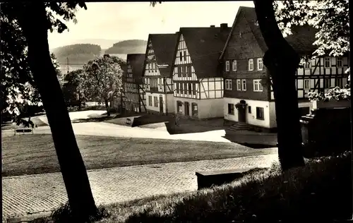 Ak Hilchenbach in Westfalen, Siegerland, Marktplatz, Fachwerkhäuser