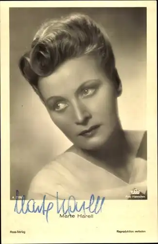 Ak Schauspielerin Marte Harell, Portrait, Autogramm