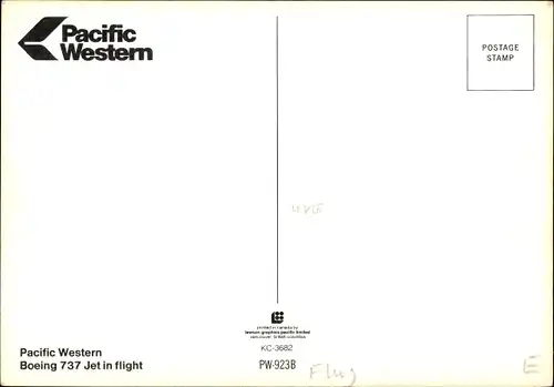 Ak Passagierflugzeug Boeing 737 Jet in flight, Pacific Western