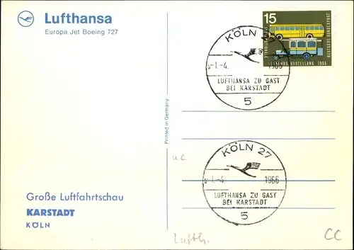 Ak Deutsches Passagierflugzeug, Lufthansa Europa Jet Boeing 727