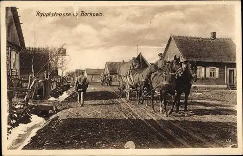 Ak Borkowo Ostpreußen, Hauptstraße