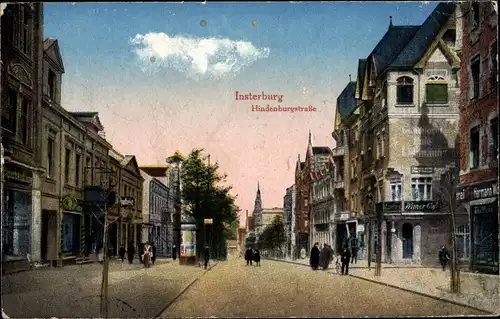 Ak Tschernjachowsk Insterburg Ostpreußen, Hindenburgstraße, Geschäfte