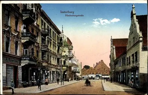 Ak Tschernjachowsk Insterburg Ostpreußen, Hindenburgstraße, Geschäfte