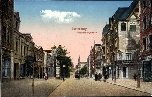 Ak Tschernjachowsk Insterburg Ostpreußen, Hindenburgstraße, Geschäfte