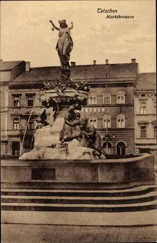 Ak Děčín Tetschen an der Elbe Region Aussig, Marktbrunnen