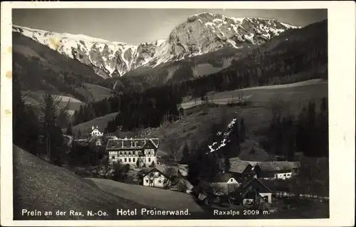 Ak Prein Reichenau an der Rax Niederösterreich, Hotel Preinerwand, Rexalpe 2009m